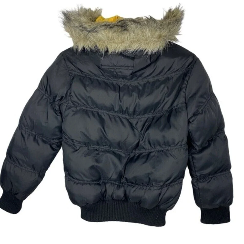 Polar Ice Girls Winter Feather Jacket Size 7 Black /Yellow Kids Jacket